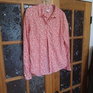 J. Crew Coral Floral Long-Sleeve Button-Down Shirt